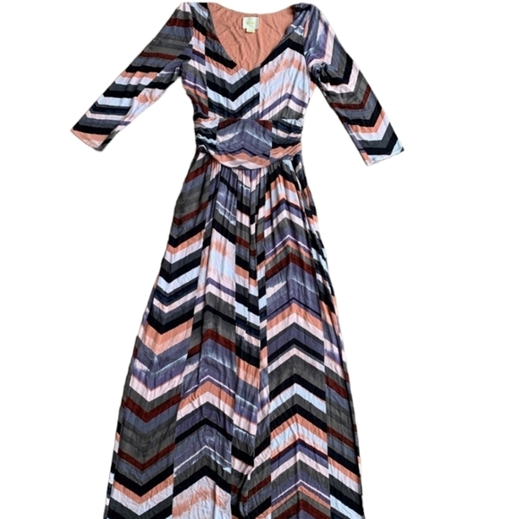 Maeve Anthropologie Novela Chevron Maxi Dress M - Picture 4 of 6